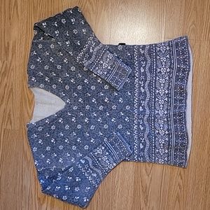 Burberry Brit 100% Alpaca Wool Gray White Floral Geometric Pullover Sweater Sz M